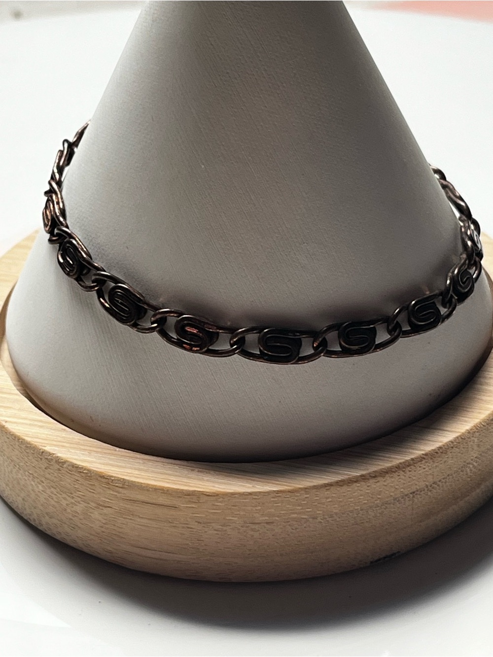 Vintage Stamped Copper Spiral Chain-Link Women's Bracelet